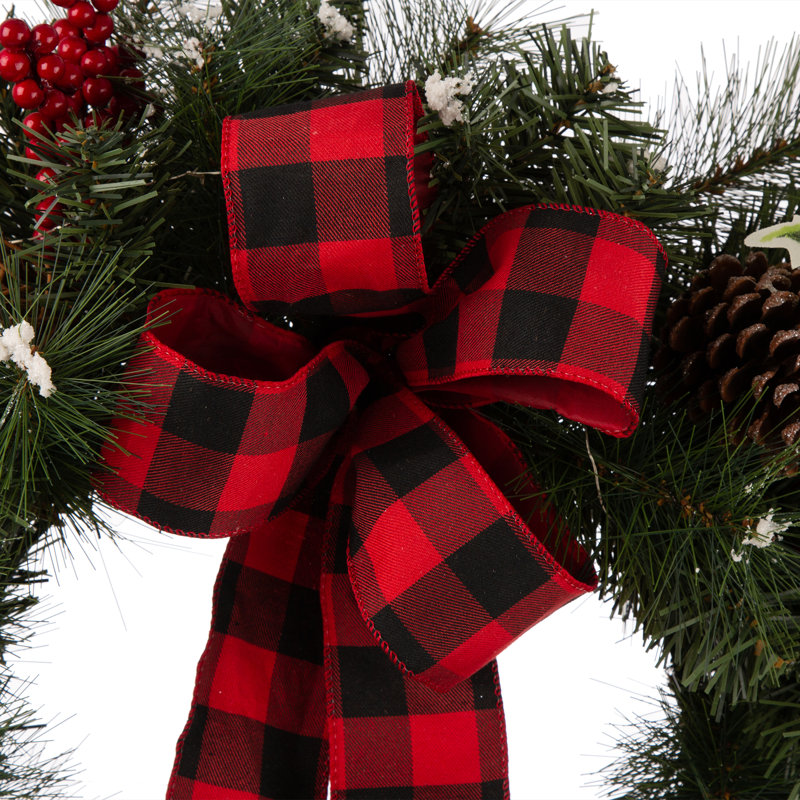 24" Lighted PVC and PE Blend Wreath