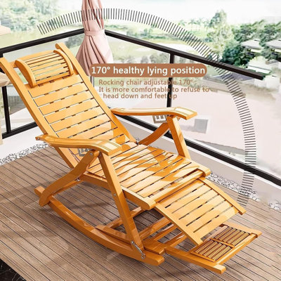 Bamboo Lounge Chair with Adjustable Reclining and Footrest