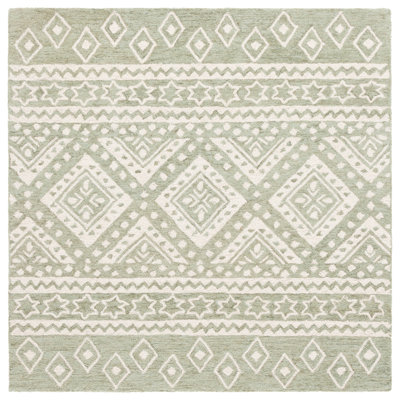 Micro-Loop Hand Tufted Wool & Cotton Geometric Rug
