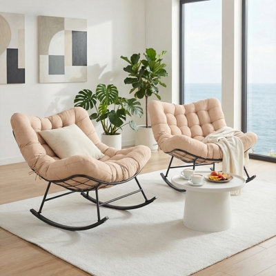 Oversized Patio Rocking Chair With Cushion Set Of 2 by Red Barrel Studio