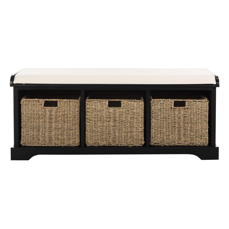 Loane Wicker Storage Bench, Black