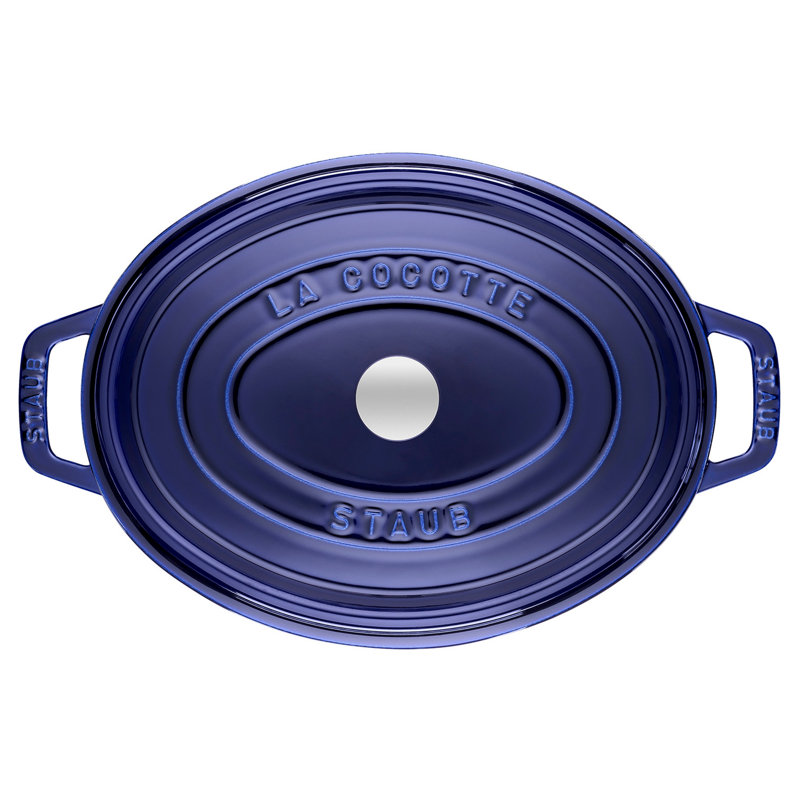 Staub Cast Iron Oval Cocotte, Dark Blue, 5.75 qt