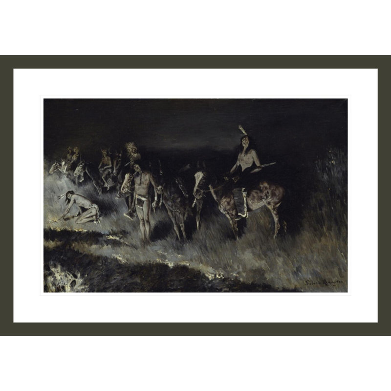 «The Grass Fire» par Frederic Remington, impression giclée sur cadre, H 21,15 po x l 29,5 po