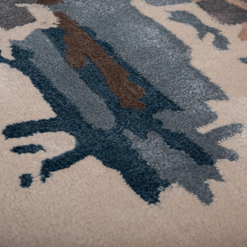 Wool Area Rug with Tencel, Rectangle 5' x 8'