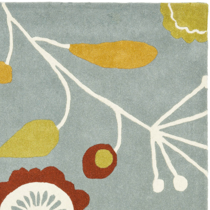 Tapis bleu clair en laine touffeté à la main Chanler, Rectangle 2 pi x 3 pi
