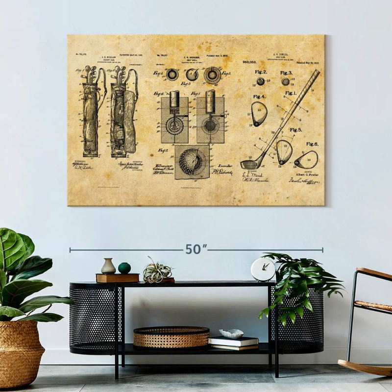 Ensemble de golf brevet sur toile, H 34 po x l 51 po x P 1,25 po