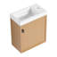 Meuble-lavabo mural 18,5 po avec lavabo en résine, porte simple à fermeture douce, panneau de fibres à densité moyenne, bois naturel-131578342