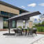 Parasol carré en porte-à-faux gris clair 9 po avec base et rotation à 360 degrés Murren-481167991-481167990