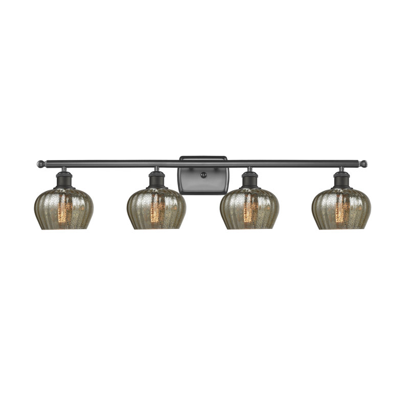 Éclairage de salle de bain à intensité variable 4 lumières Patrina, Fumé, Ampoule DEL 6 watts Vinage, Bronze huilé