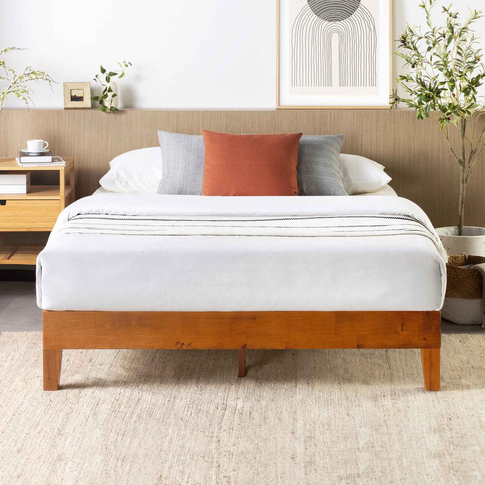Amaryn Solid Wood Bed, Cherry, Queen