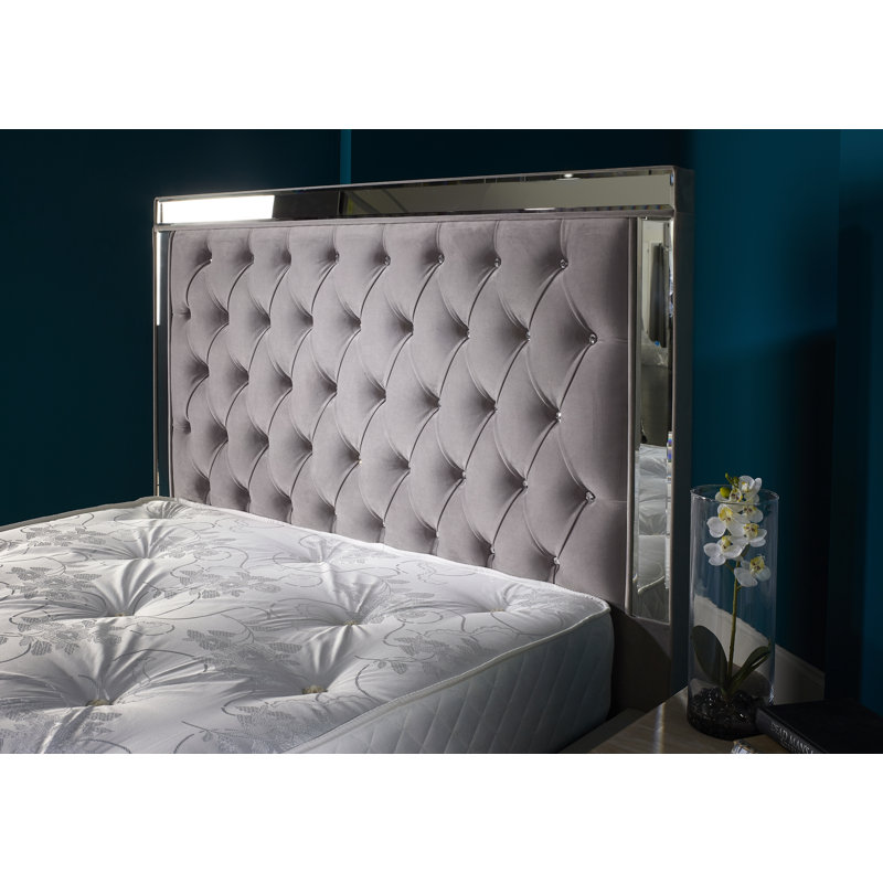 Kaleb Upholstered Bed, Super King (6'), Silver