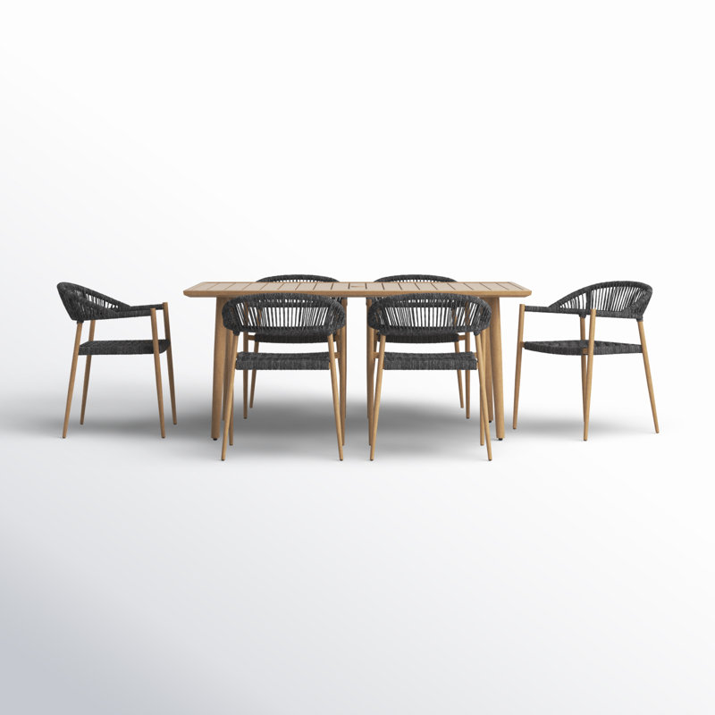 Oniel 67'' Rectangular 6 - Person Outdoor Dining Set