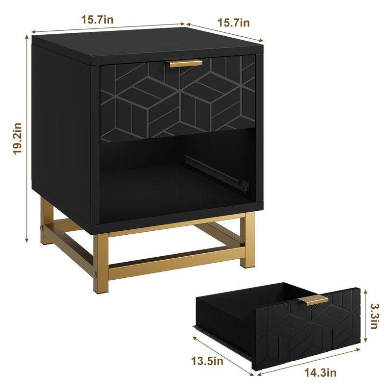 Commode 2 tiroirs, Noir