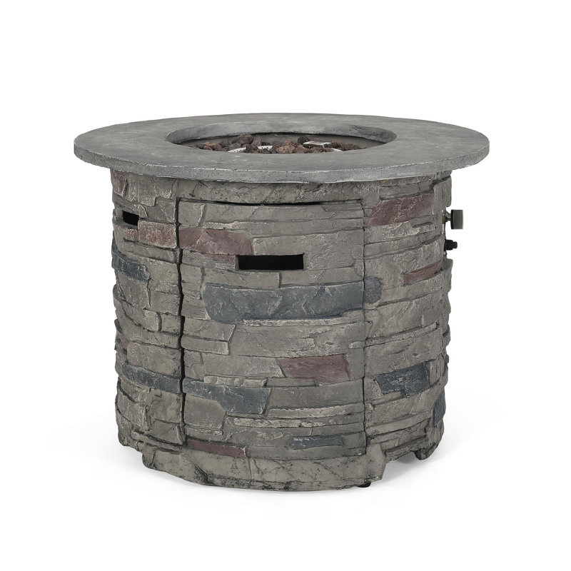 Outdoor 32" Round Mgo Propane Fire Pit, Grey Top - 40,000 BTU
