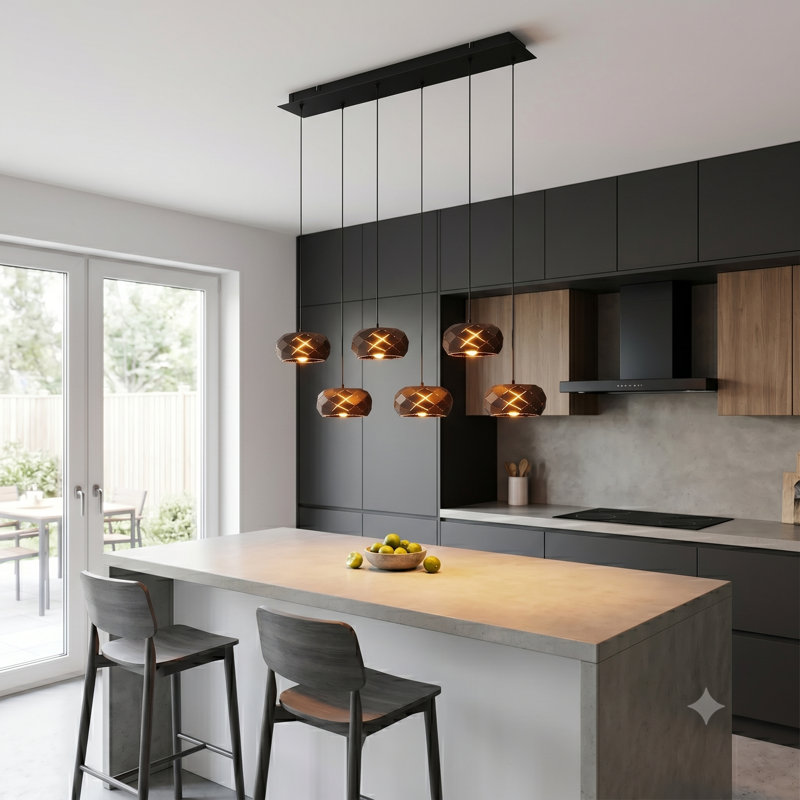 Luminaire suspendu en grappe 6 lumières Bixby, Noir