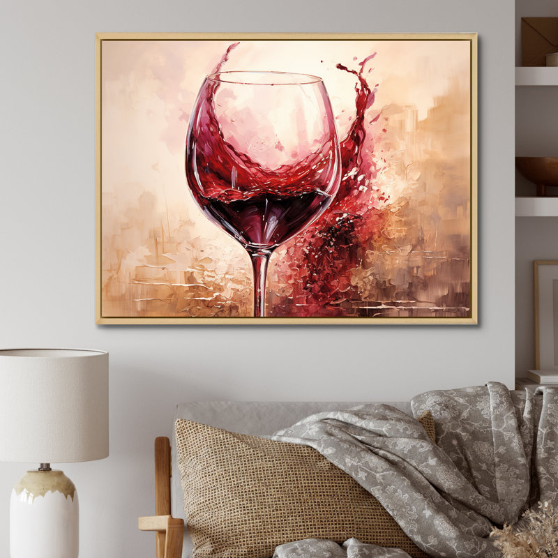 Cabernet Curve I - Vin, art mural encadré, salon, H 24 po x l 32 po x P 1 po, Cadre naturel flottant