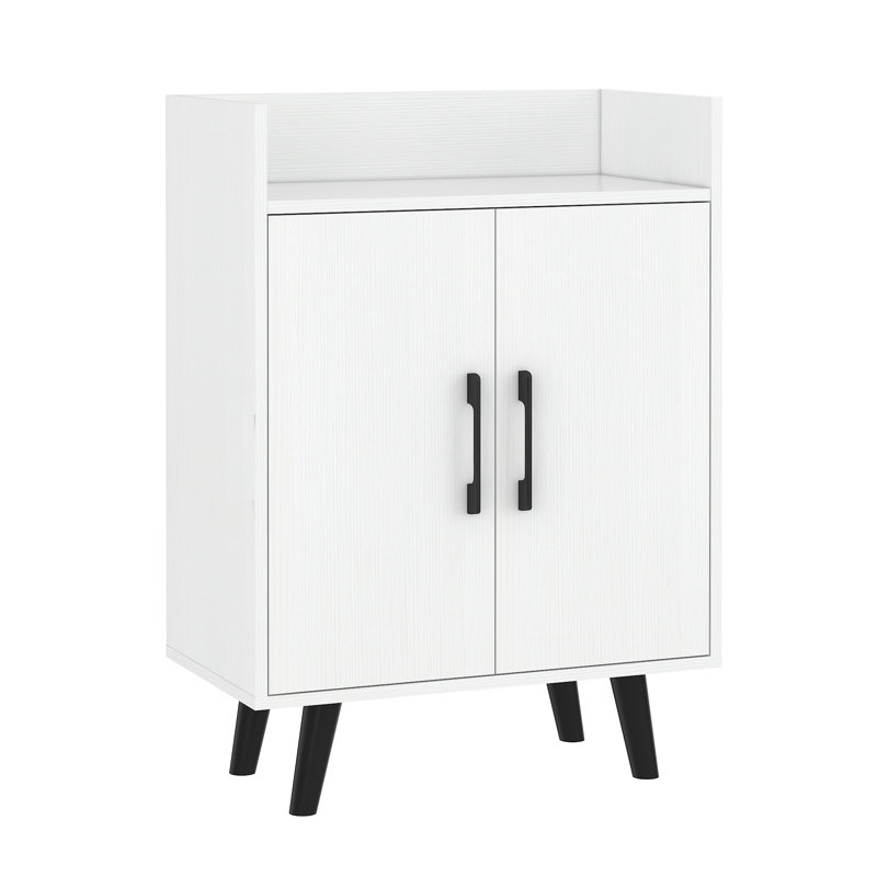Shoe Cabinet, 3-Tier Freestanding Shoe Rack With Doors And Legs FSSR023, Ivory White