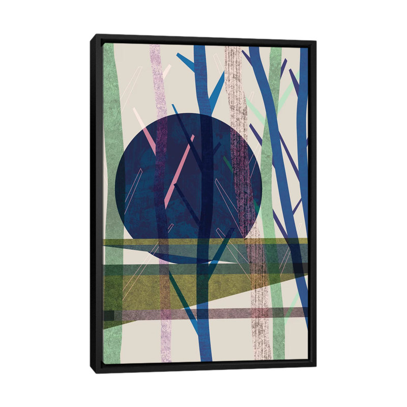 « blue moon » par flatowl, impression sur toile, H 26 po x l 18 po x P 1,5 po, Toile avec cadre noir, Pas de tapis