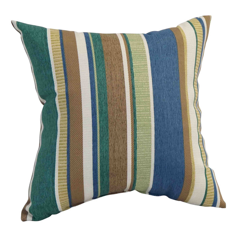 Outdoor Cushion Collection Striped Outdoor Reversible Throw Pillow, Green/Blue