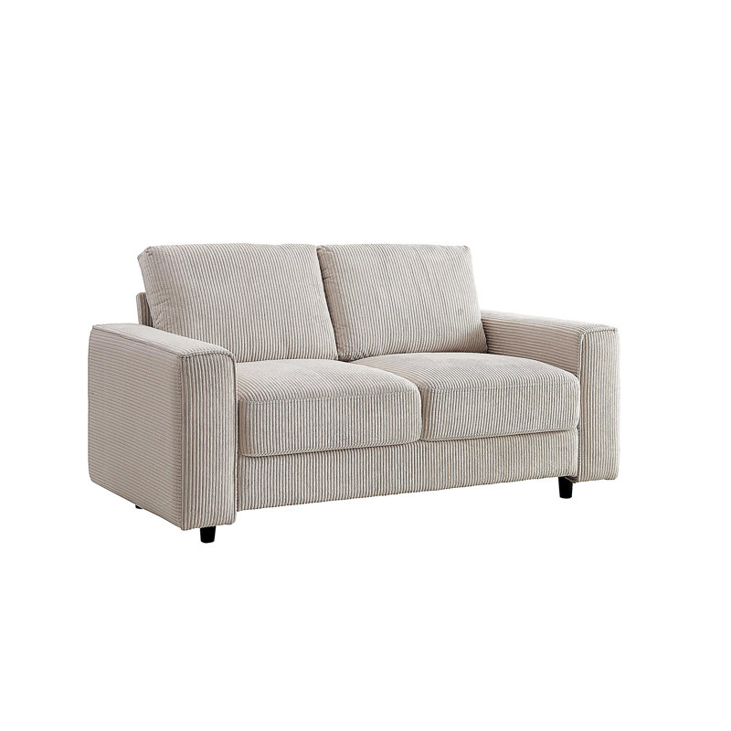 Canapé moderne en velours côtelé 2 places, H 33 po x l 66 po x P 32 po, Beige