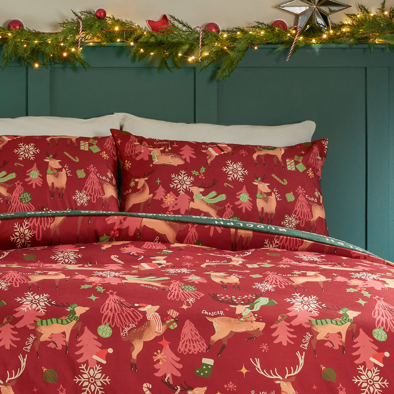 Sleigh Team Polyester No Pattern Duvet Cover Set with Pillowcases Included, Double Duvet Cover Set + 2 Standard Pillowcases
