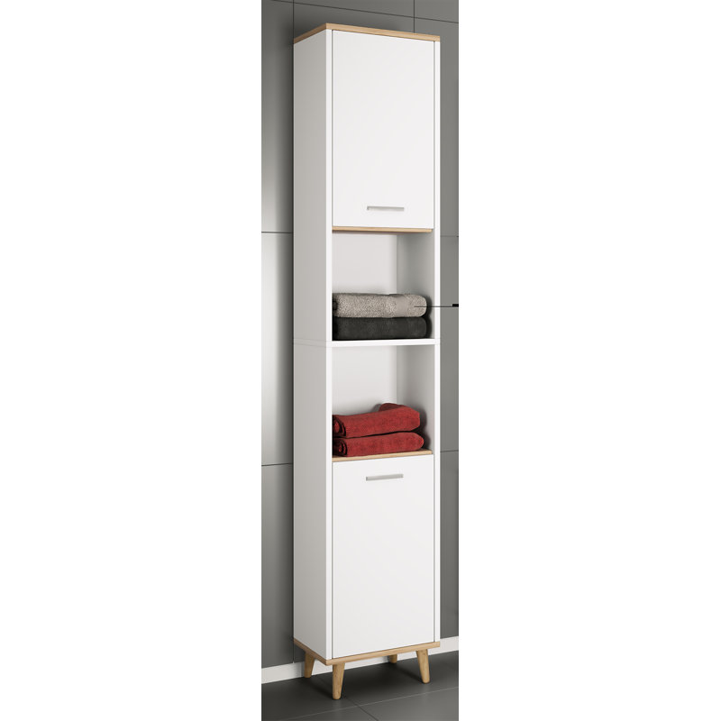 Shelie Freestanding Bathroom Cabinet, White / Brown