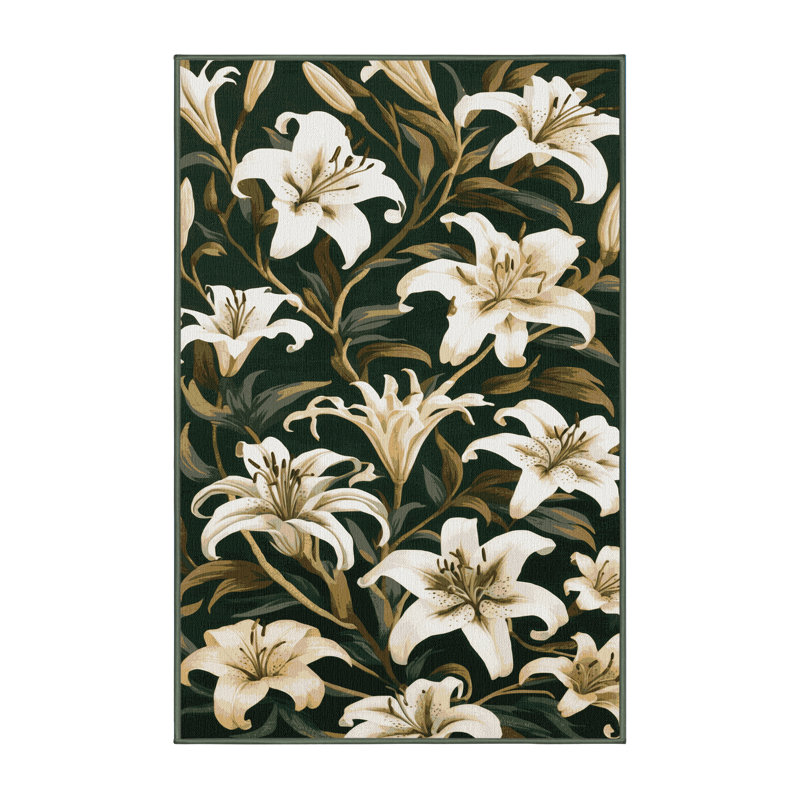 Tapis vert botanique lavable à la machine, Rectangle 2 pi x 3 pi