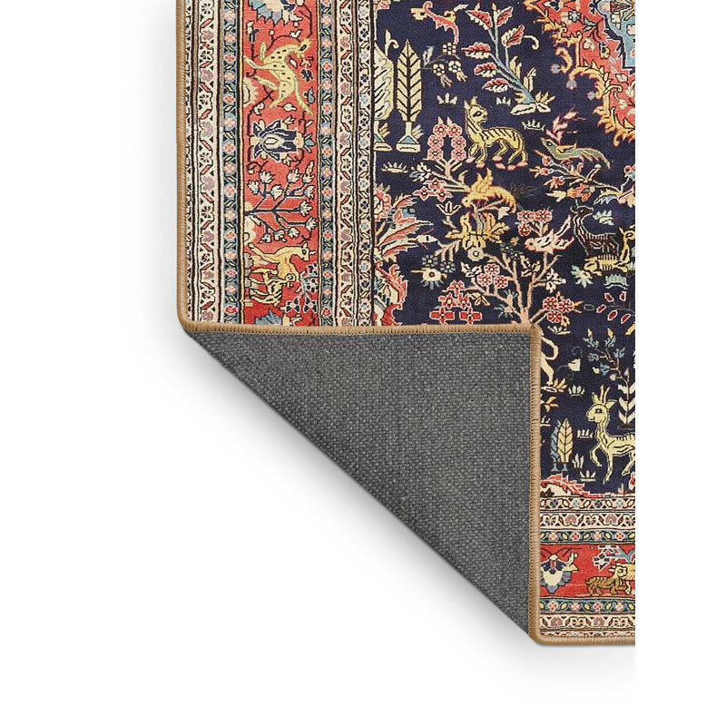 Tapis oriental rouge / noir / bleu, Rectangle 3 pi x 5 pi