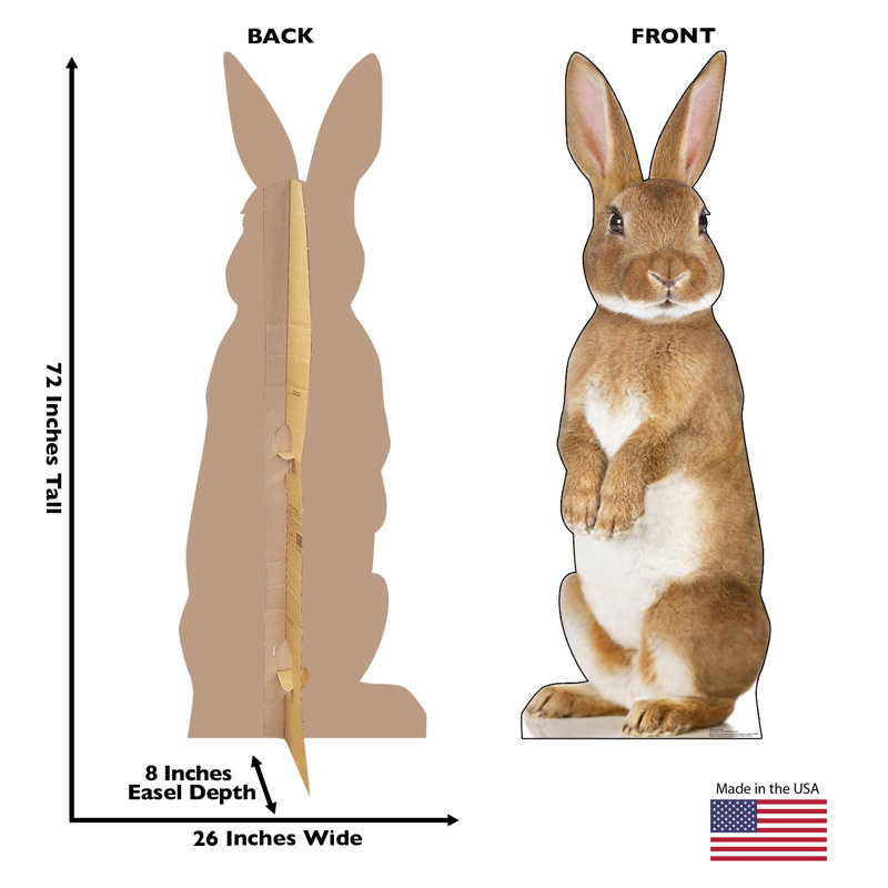 72'' Brown and White Bunny Rabbit Cardboard Standup