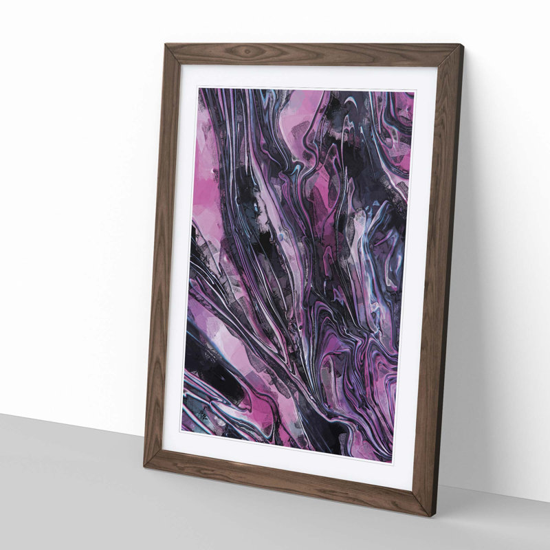 River of Colour in Abstract - Picture Frame Graphic Art Print, 50cm H x 35cm W x 2cm D, Walnut