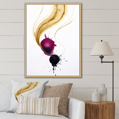 Encre magenta exquise, nuages d'encre I - peinture murale abstraite