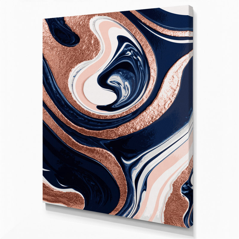 Abstrait art fluide sur toile bleue 77, H 14 po x l 11 po