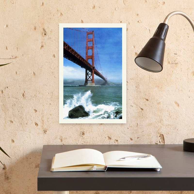 Golden Gate Crashing Waves by Osvaldo Russo - Print, 46 cm H x 30 cm W