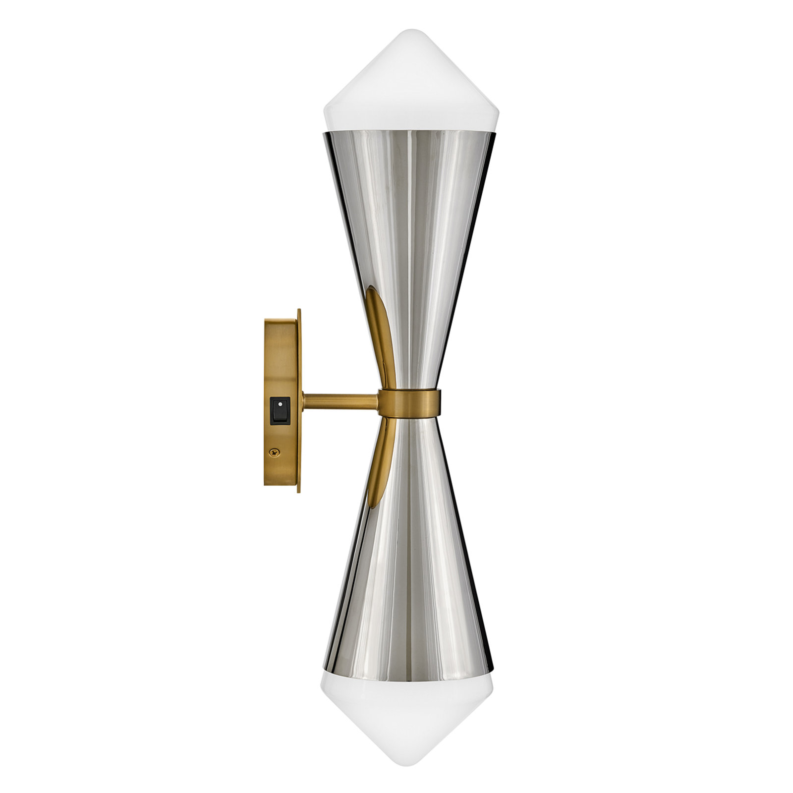 2 Light Dimmable Armed Sconce, Polished Nickel