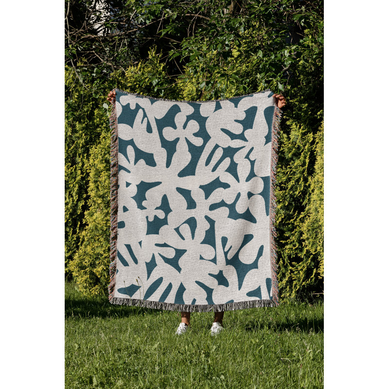 Jeté en coton Sheri, Bleu sarcelle, 50 x 60