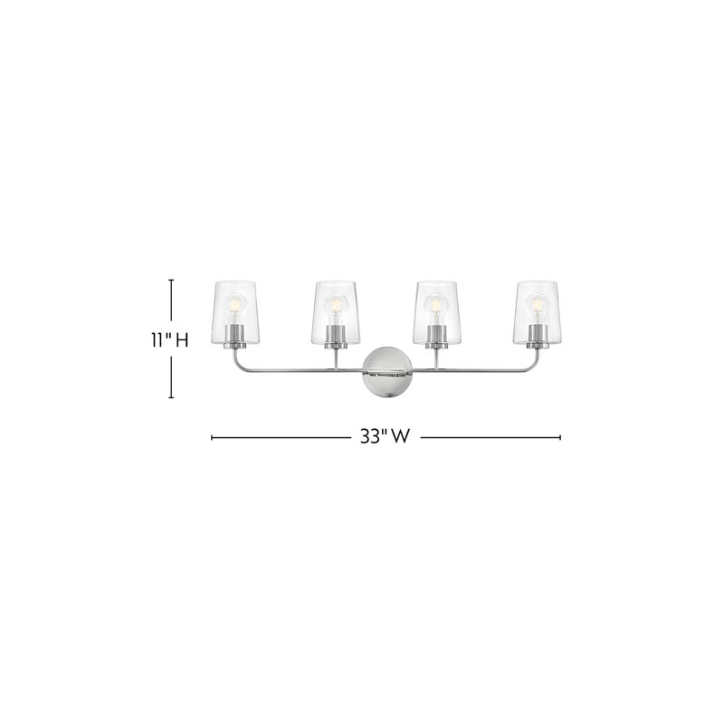 Verbena 4 Light Transparent Dimmable Vanity Light, Chrome