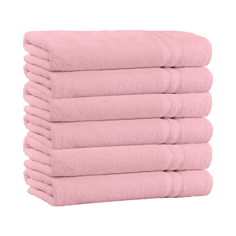 Ensemble de 4 serviettes de bain 100% coton, Rose