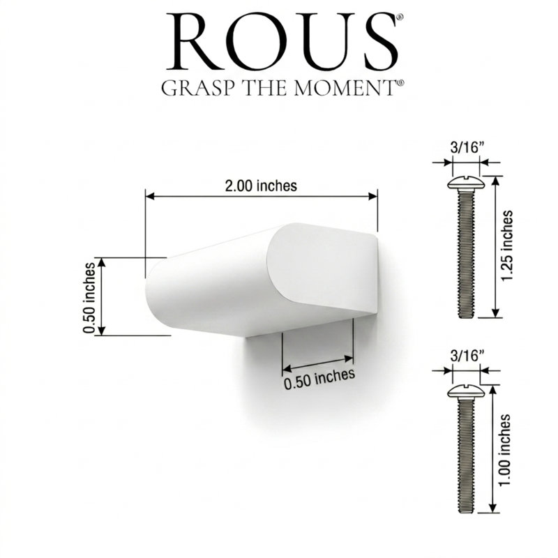 2" Length Geometric Knob, Snow (White)