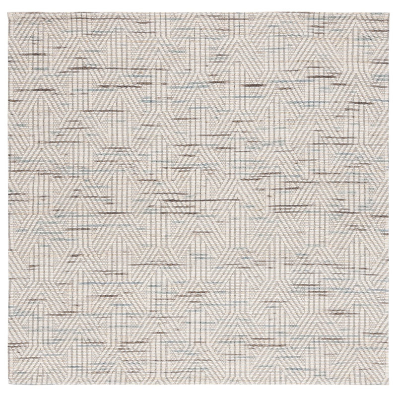 Garrey Hand Loomed Performance Geometric Rug, Square 6'