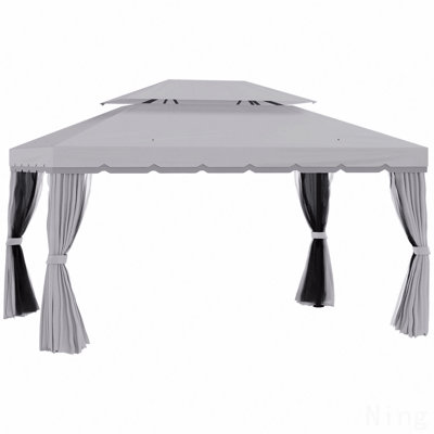 Moustiquaire en aluminium 10X13FT pour jardin avec double toit (gris)