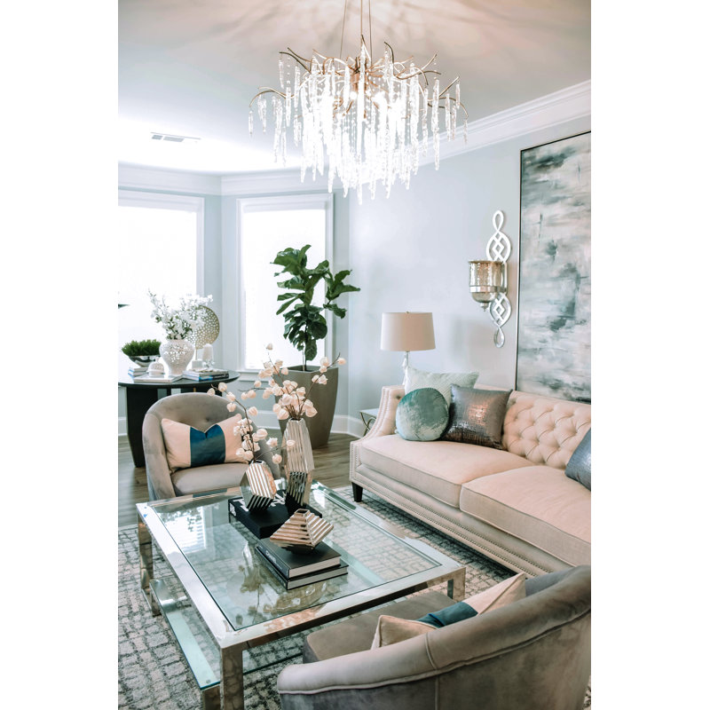 Zapata 12 - Light Dimmable Tiered Chandelier, Aqua Green, 31'' H X 35'' W X 35'' D