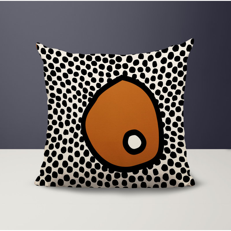Oreiller carré réversible intérieur / extérieur Vie Abstract, H 19 po x l 19 po, Orange brûlé