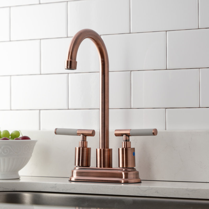 Kingston Brass Kaiser Two-Handle 2-Hole Deck Mount Bar Faucet, Antique Copper