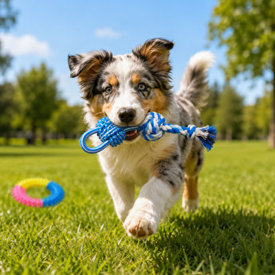 Ensemble de jouets à mâcher pour chien - paquet de 15/18 / 19 paquet avec corde de coton, os en caoutchouc et balles de récupération, jouets de remorquage interactifs pour chiens de taille moyenne, dentition et soins dentaires (multicolore)