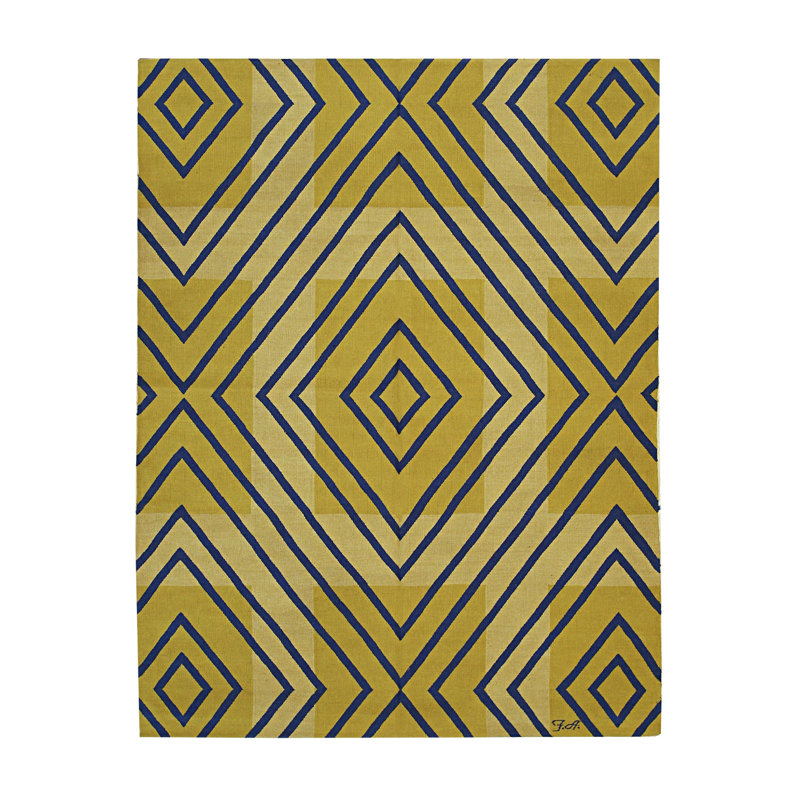 Magnifique tapis en laine jaune Timeless