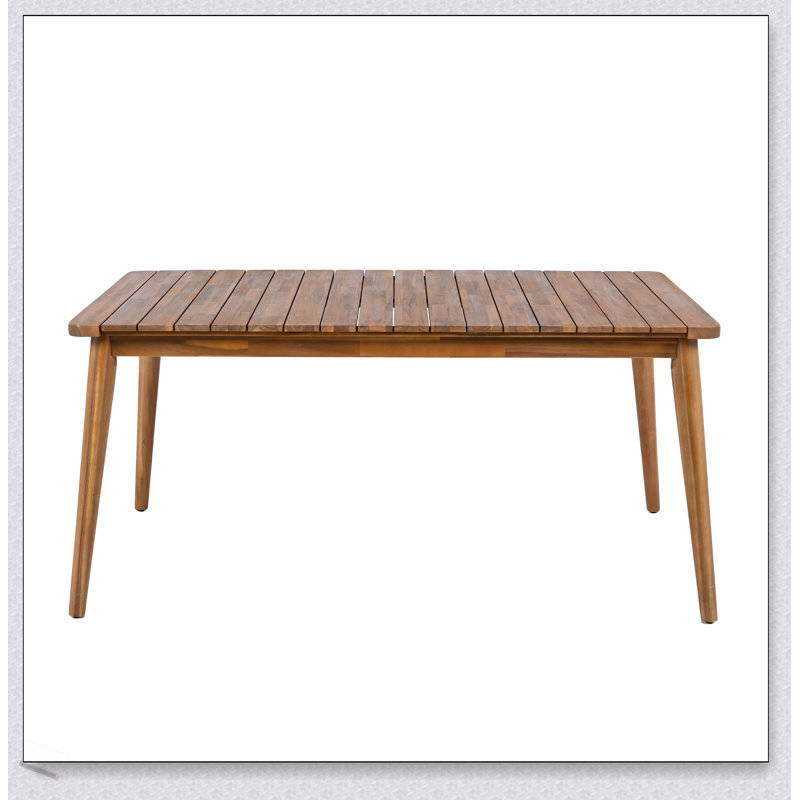 Table de salle à manger d'extérieur en bois d'acacia pour 6 personnes, durable et élégante pour les rassemblements de patio, de jardin et de cour