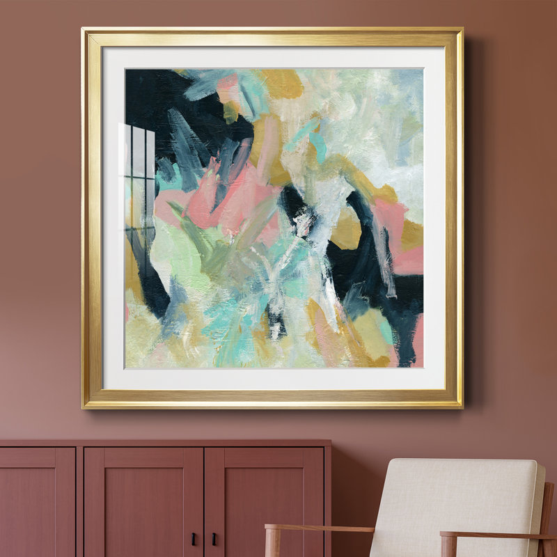 Vitalité - peinture encadrée, Papier encadré doré, H 34,5 po x l 34,5 po x P 1,5 po
