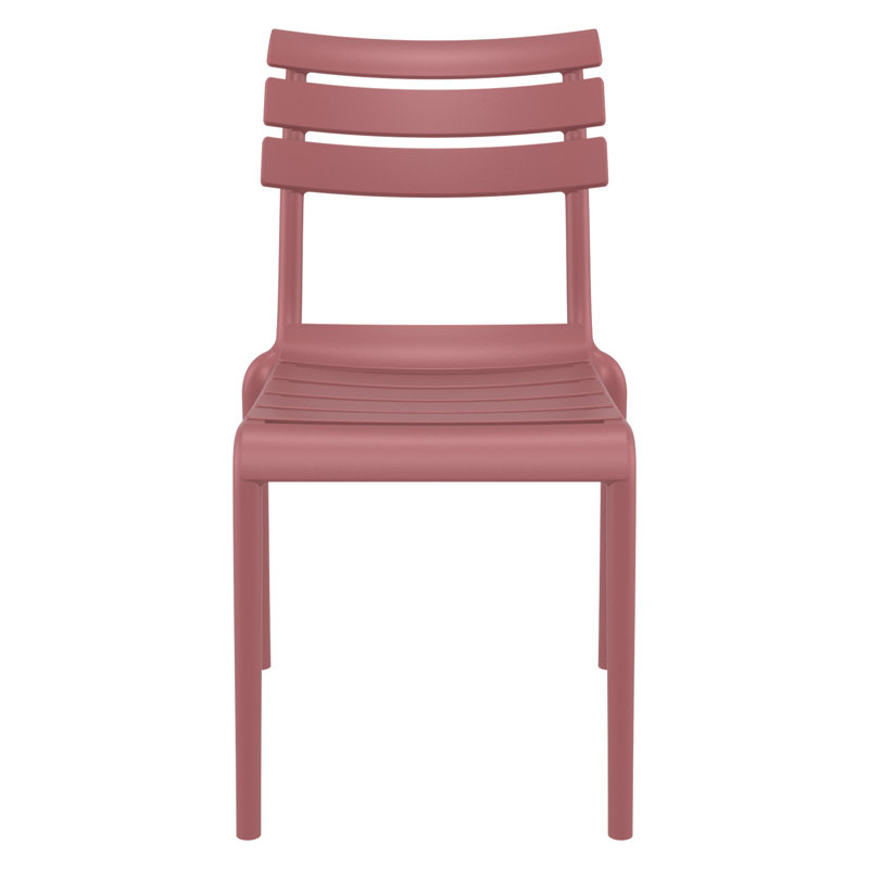 Aragons Stacking Patio Dining Side Chair, Marsala
