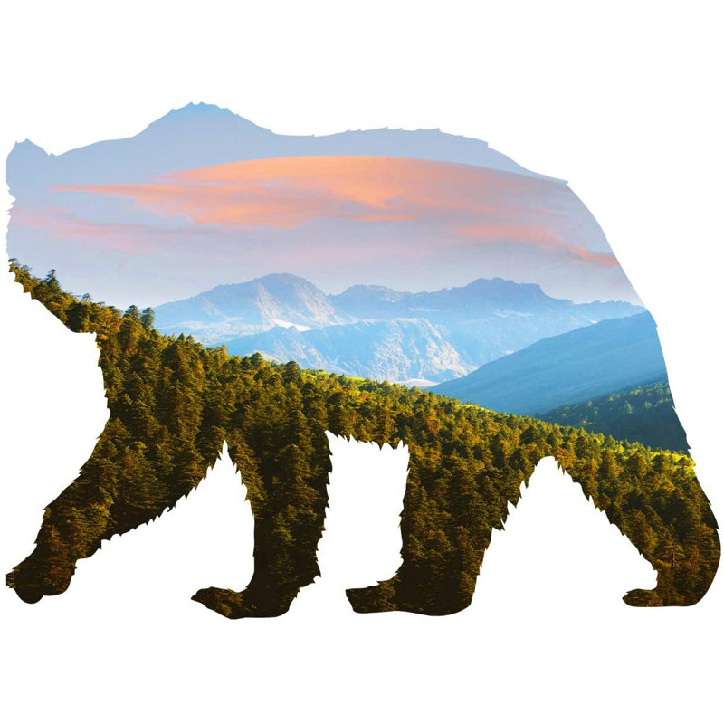 Décalcomanie murale grizzly ours mountain, H 24 po x l 34 po