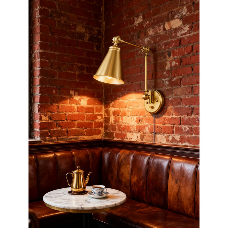 Applique murale réglable à brancher avec interrupteur à intensité variable, lampe murale à bras articulé rétro avec deux options d'installation pour la chambre à coucher, le salon et l'éclairage de bureau